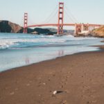 Travel Responsibly - A beach with the golden gate bridge in the background